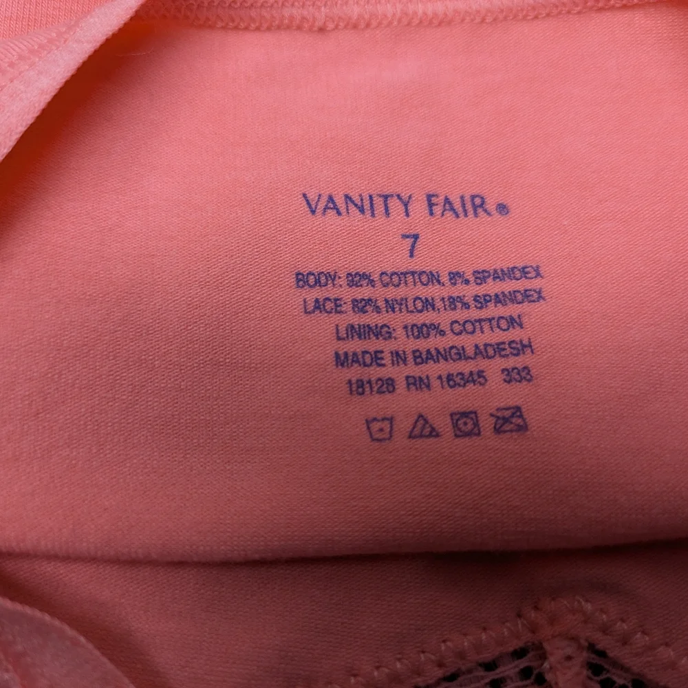 Vanity Fair Coral Pink Lace Front Top Bikini Panties Size 7 L